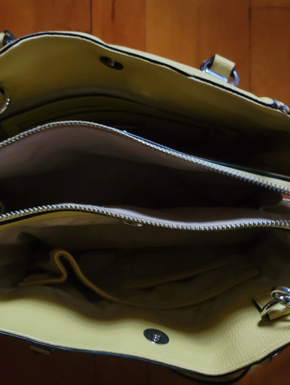 GUESS Yellow Satchel with Front Zip Pocket